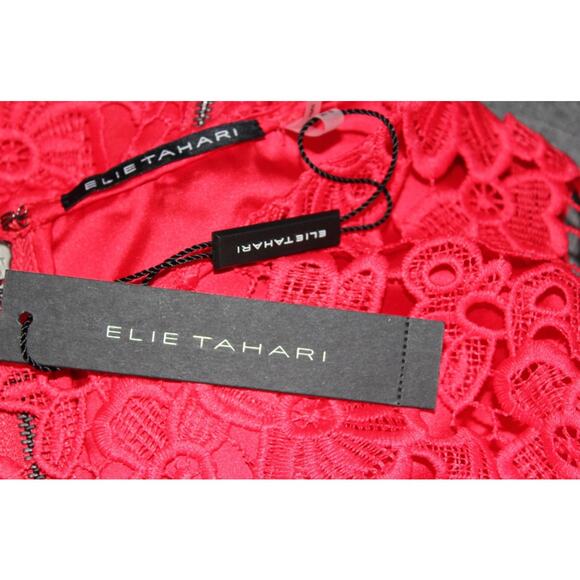 NEW NWT ELIE TAHARI FLORAL GUIPURE LACE SLEEVELESS DRESS 6! - Picture 4 of 11